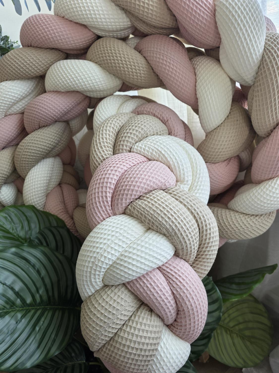 Tresse de lit 3 brins XXL écru beige et poudré 4.2m