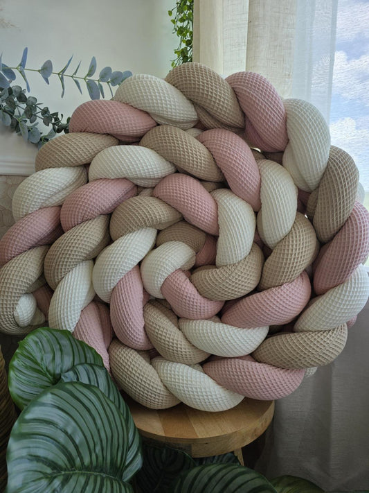 Tresse de lit 3 brins XXL écru beige et poudré 4.2m