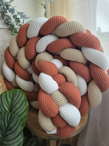 Tresse de lit 4 brins beige blanc et marsala 3m