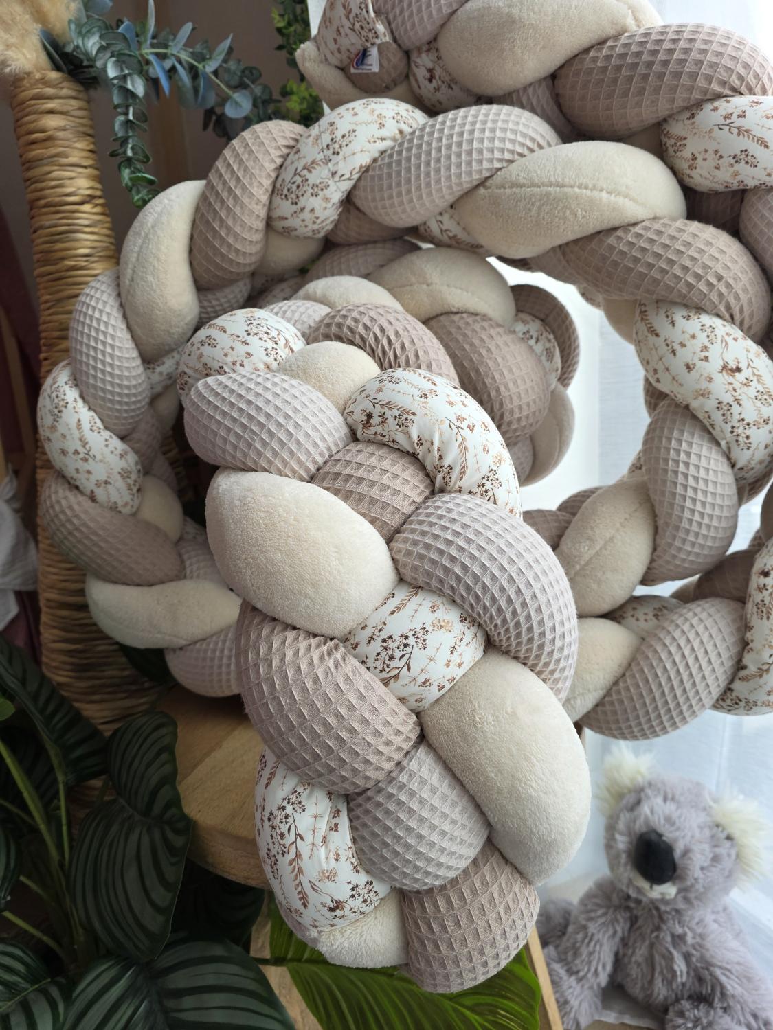 Tresse de lit 4 brins beige cafe doudou beige et fleurs des champs 4m