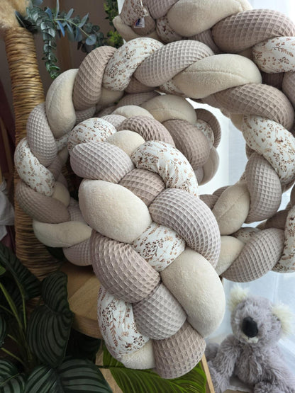 Tresse de lit 4 brins beige cafe doudou beige et fleurs des champs 4m