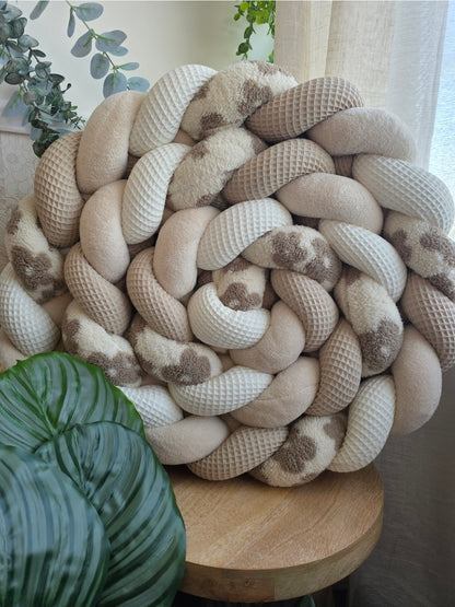 Tresse de lit 4 brins beige café doudou beige et teddy écru fleurs beige 4.2m