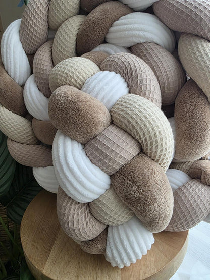 Tresse de lit 4 brins beige café doudou marron et cotelé blanc 3m