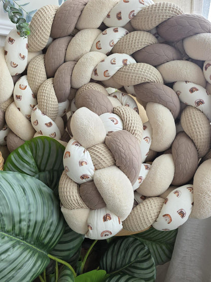 Tresse de lit 4 brins beige doudou beige tricot marron arc en ciel 4.6m