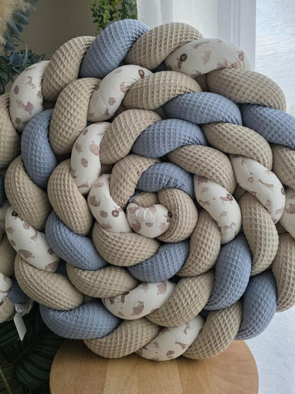 Tresse de lit 4 brins beige jean et zèbre 4.7m