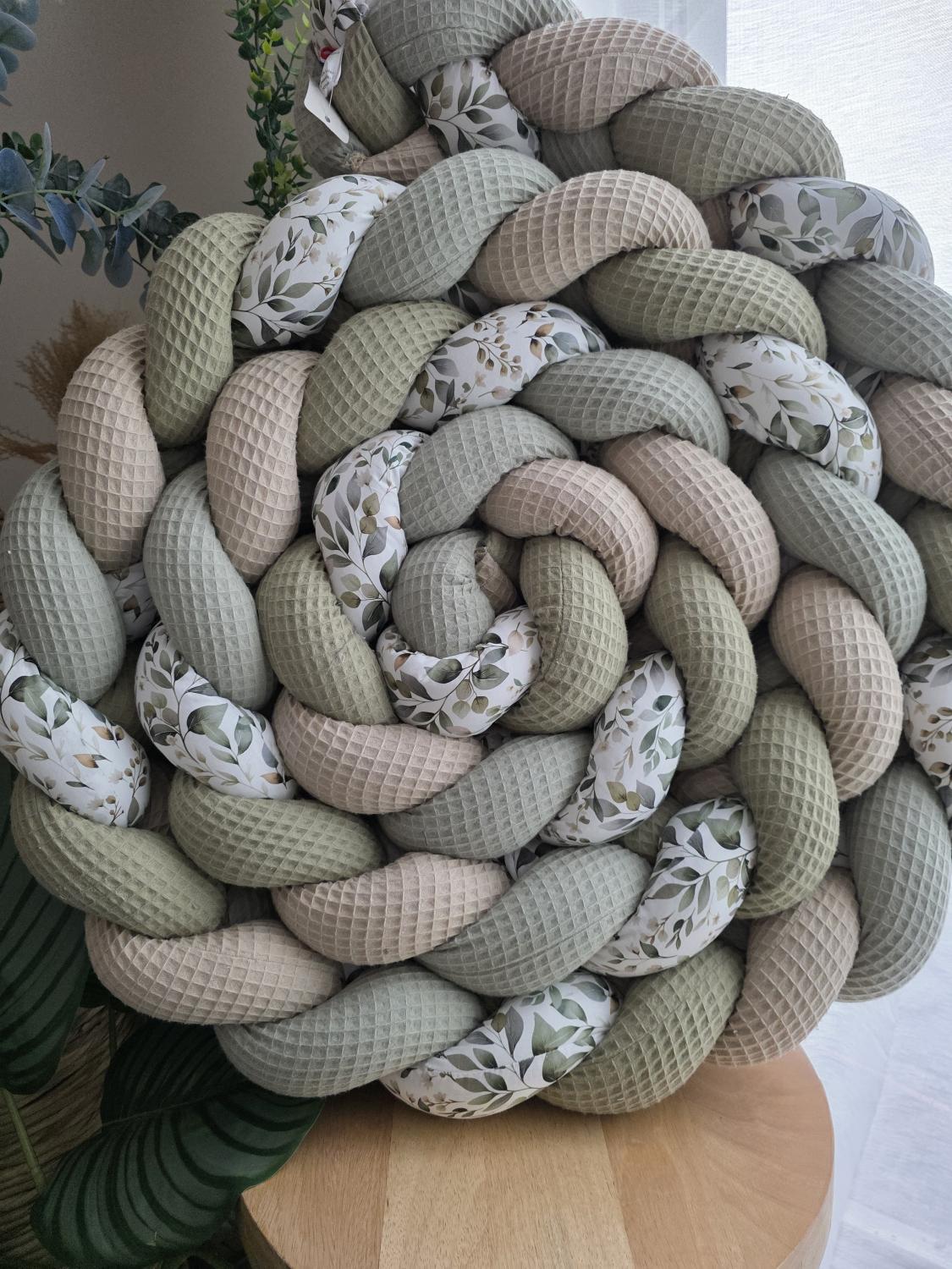 Tresse de lit 4 brins beige sauge olive et luara 4.6m