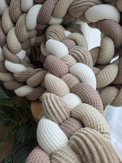 Tresse de lit 4 brins blanc beige café et cotelé galet 6.2m