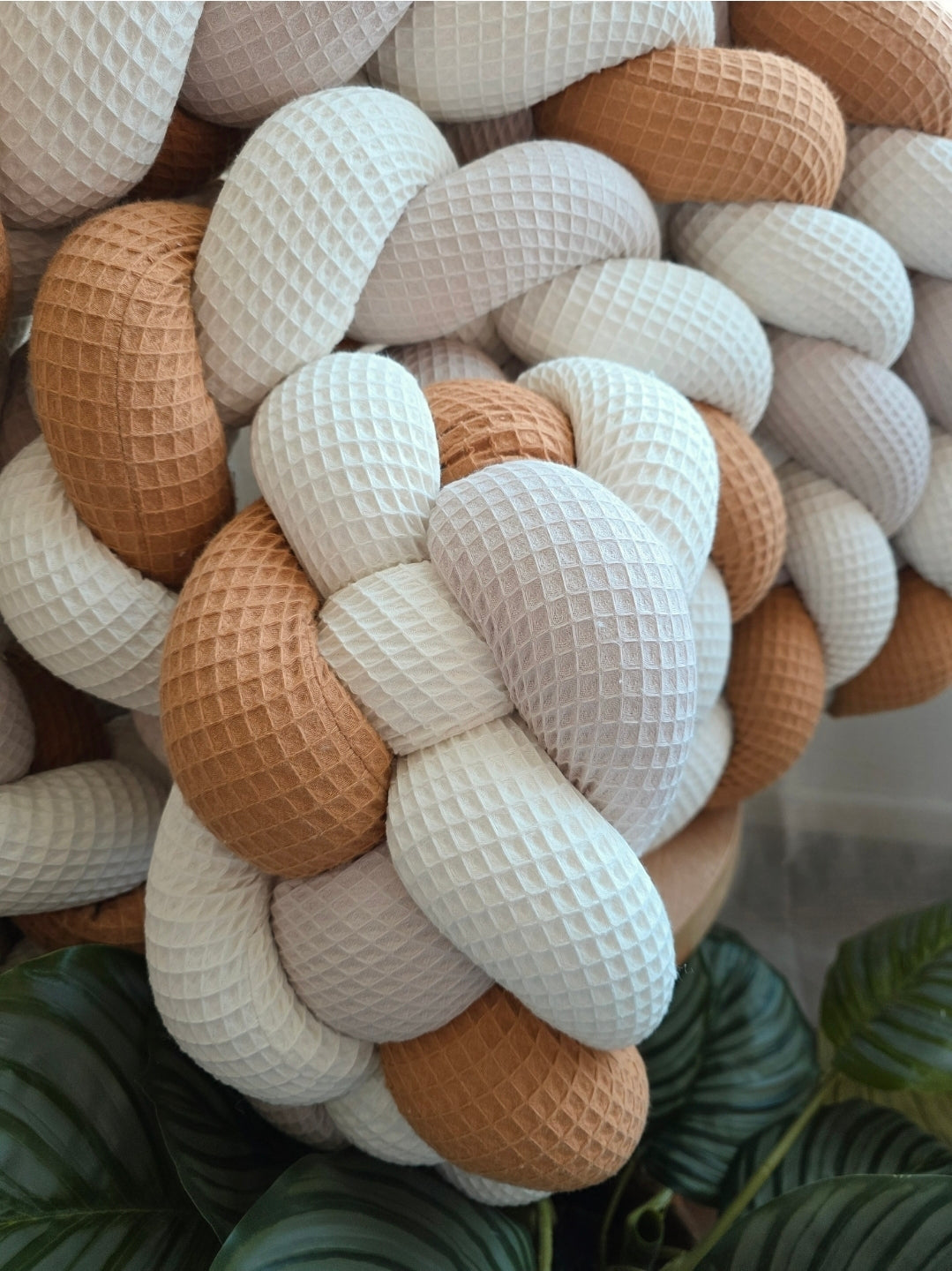 Tresse de lit 4 brins blanc beige et camel 4.6m