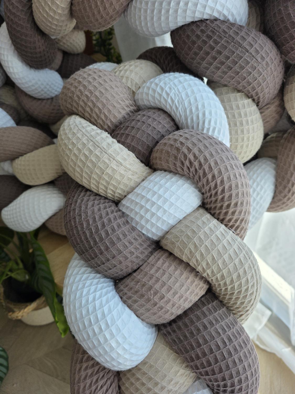 Tresse de lit 4 brins blanc beige et double café 3,8m