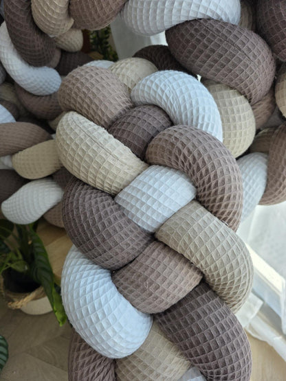Tresse de lit 4 brins blanc beige et double café 3,8m