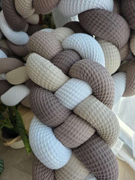 Tresse de lit 4 brins blanc beige et double café 3,8m