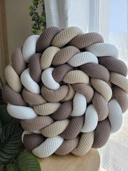 Tresse de lit 4 brins blanc beige et double café 3,8m