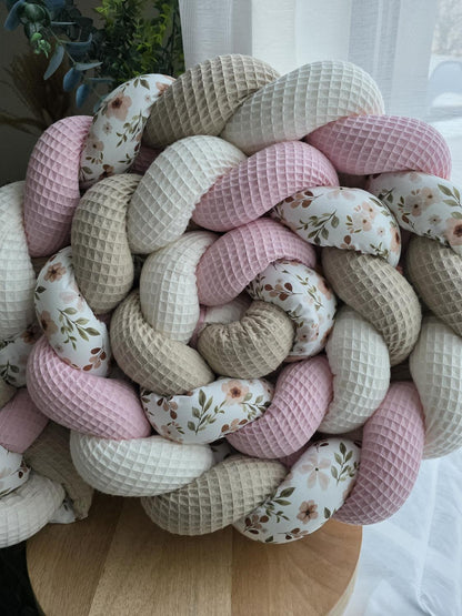 Tresse de lit 4 brins blanc beige rose et zada 2.8m