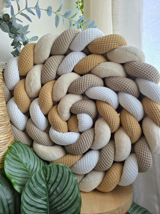 Tresse de lit 4 brins blanc café camel et doudou beige 4.6m
