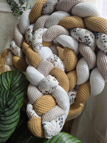 Tresse de lit 4 brins blanc camel beige et ginko beige 3.6m