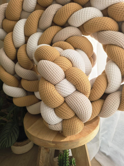 Tresse de lit 4 brins blanc camel x2 et beige 4.6m