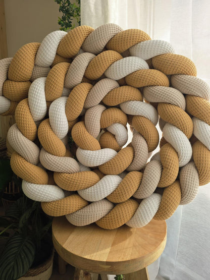 Tresse de lit 4 brins blanc camel x2 et beige 4.6m