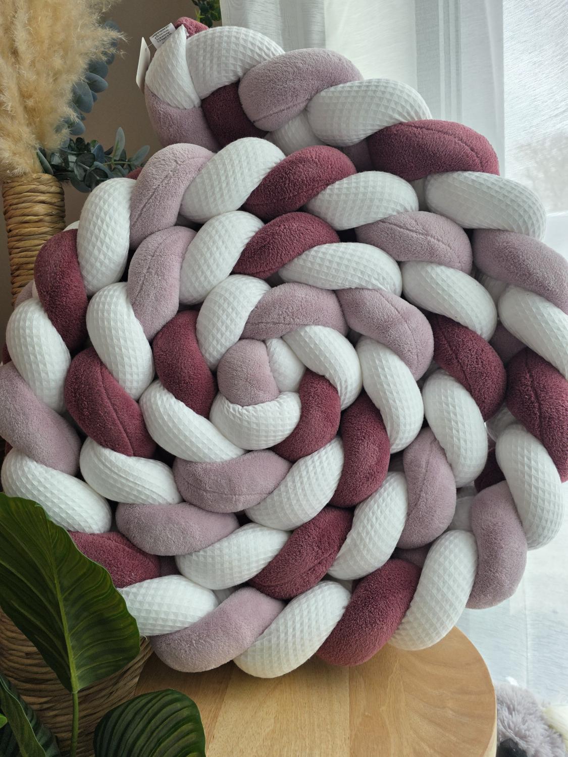 Tresse de lit 4 brins blanc doudou lavande et prune 4.6m