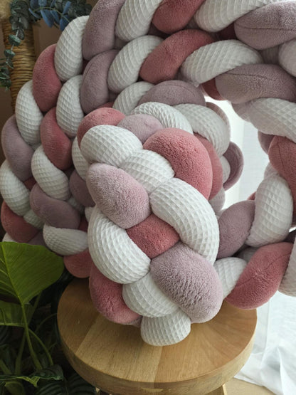 Tresse de lit 4 brins blanc doudou lavande et vieux rose 4.6m