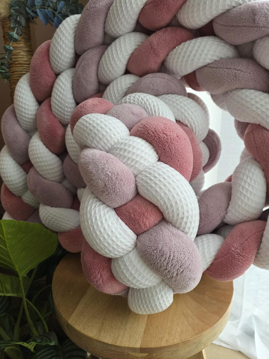 Tresse de lit 4 brins blanc doudou lavande et vieux rose 4.6m