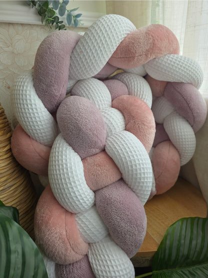 Tresse de lit 4 brins blanc doudou poudré et lavande 2m