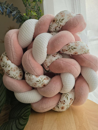 Tresse de lit 4 brins blanc doudou poudré et zada 2m
