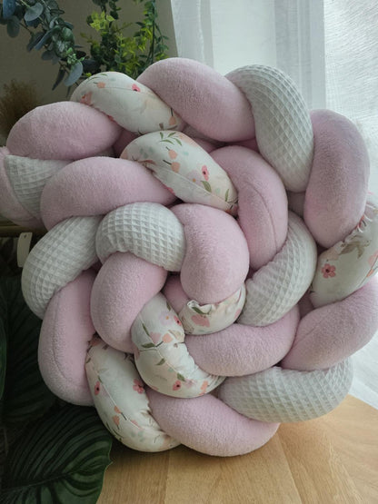 Tresse de lit 4 brins Blanc doudou rose et birdy 2m