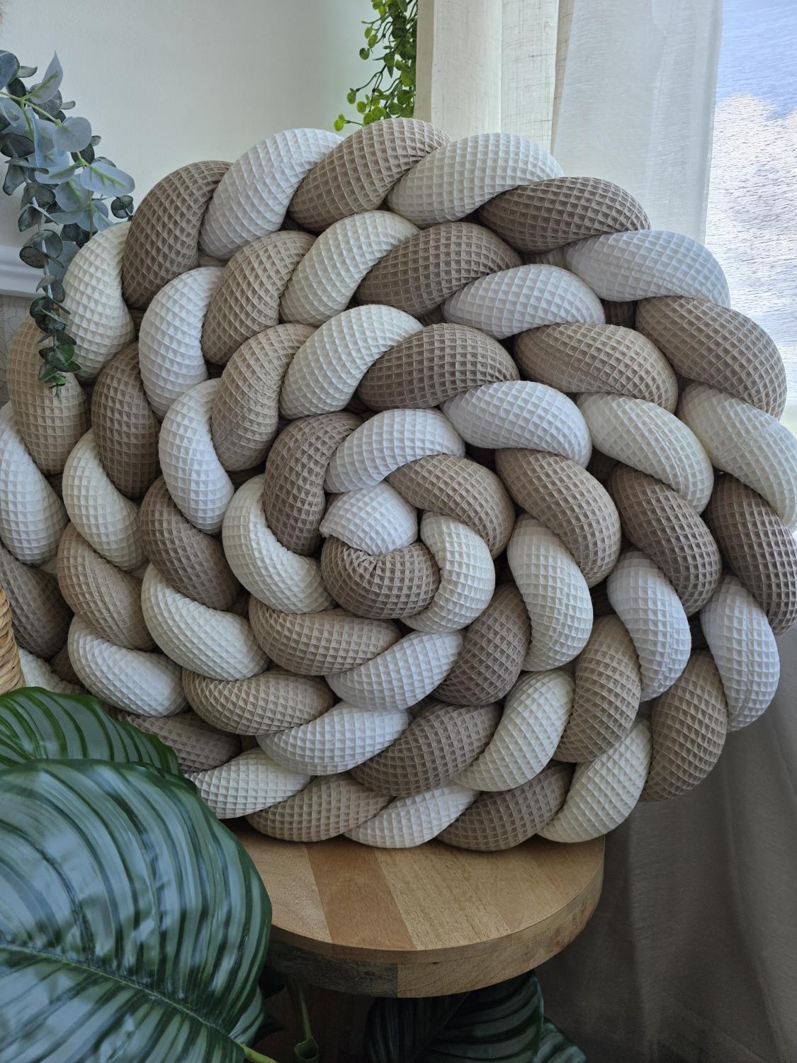 Tresse de lit 4 brins blanc écru beige et café 4.8m