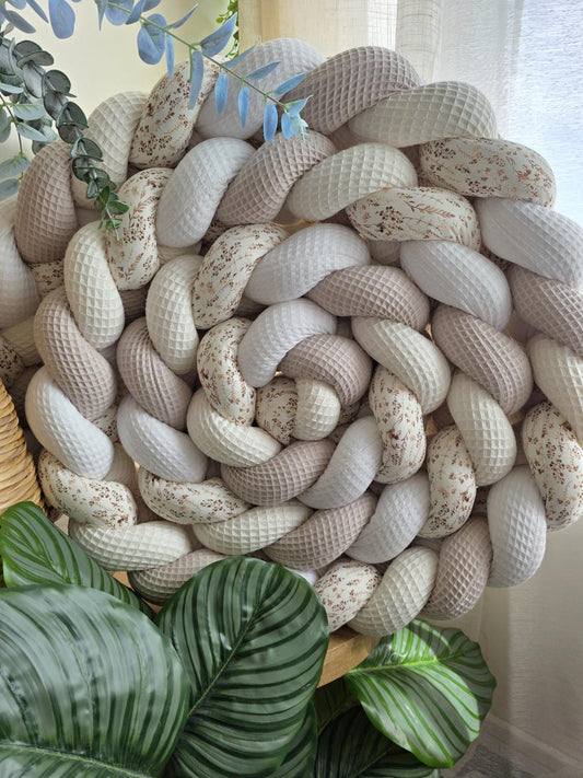 Tresse de lit 4 brins blanc écru beige et fleurs des champs 4.6m