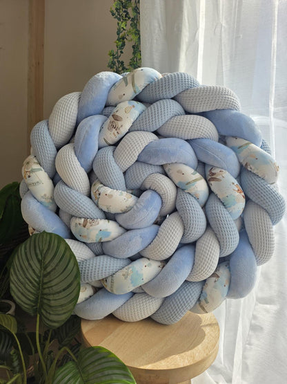 Tresse de lit 4 brins bleu , jean , doudou bleu et avion 5m