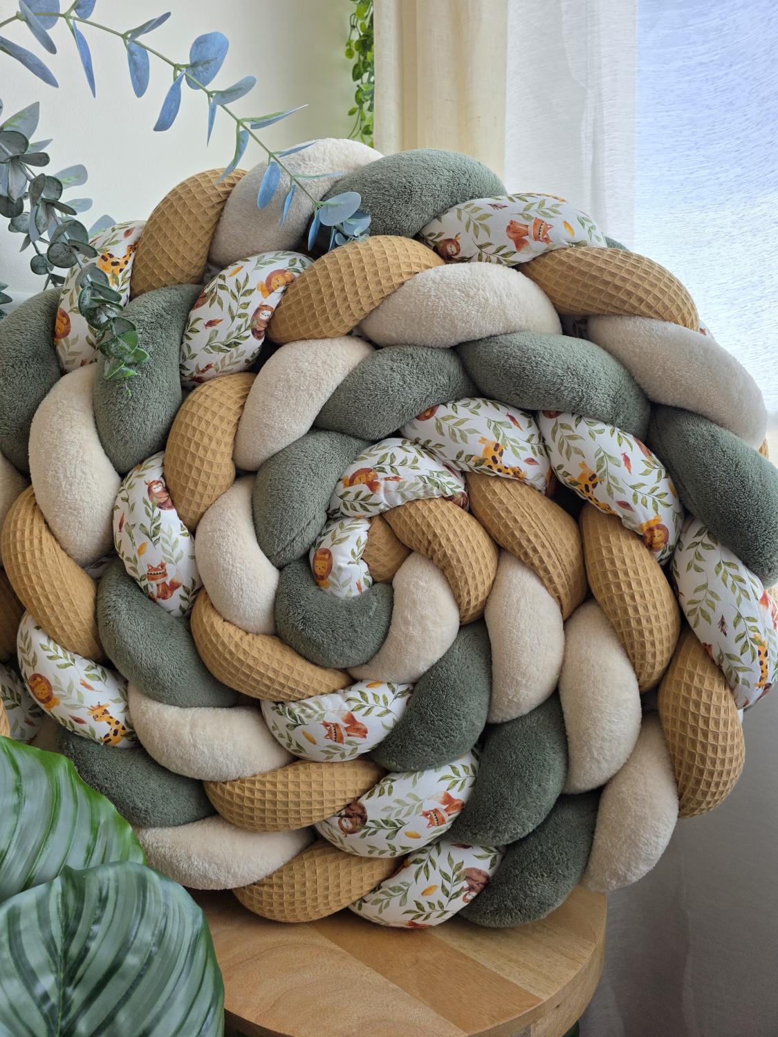 Tresse de lit 4 brins camel doudou olive doudou beige et lion 4.6m