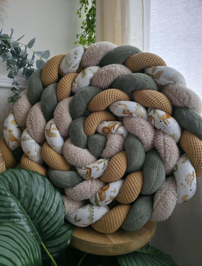 Tresse de lit 4 brins camel doudou olive moumoute beige et crocodile 4.6m