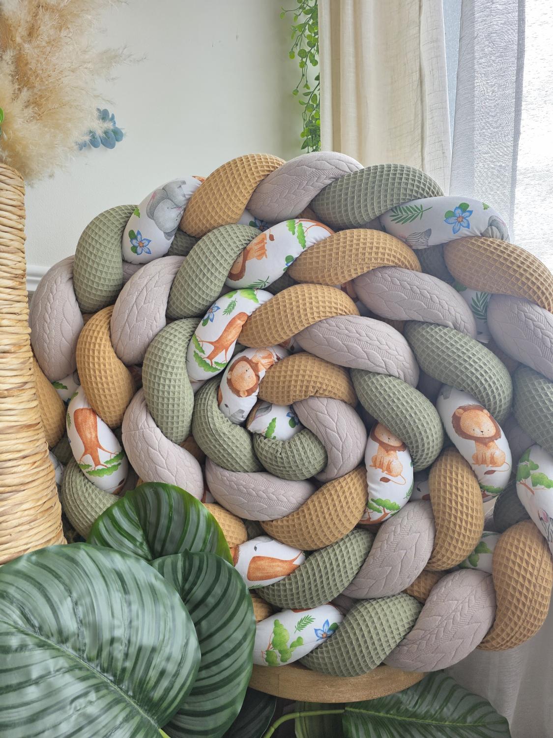 Tresse de lit 4 brins camel olive tricot sable et savane 4,6m