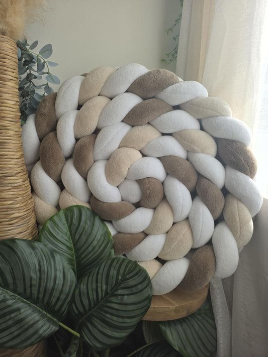 Tresse de lit 4 brins doudou blanc beige et marron 4.6m