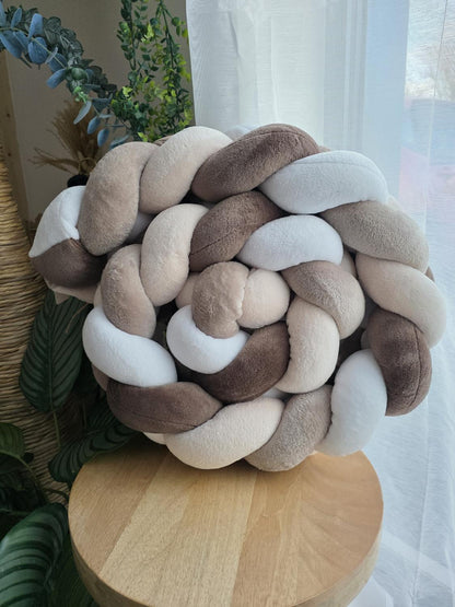 Tresse de lit 4 brins Doudou blanc beige galet et marron 2m