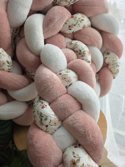 Tresse de lit 4 brins doudou blanc et poudré et zada 3.6m