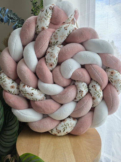 Tresse de lit 4 brins doudou blanc et poudré et zada 3.6m