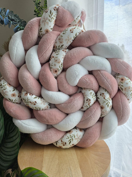 Tresse de lit 4 brins doudou blanc et poudré et zada 3.6m