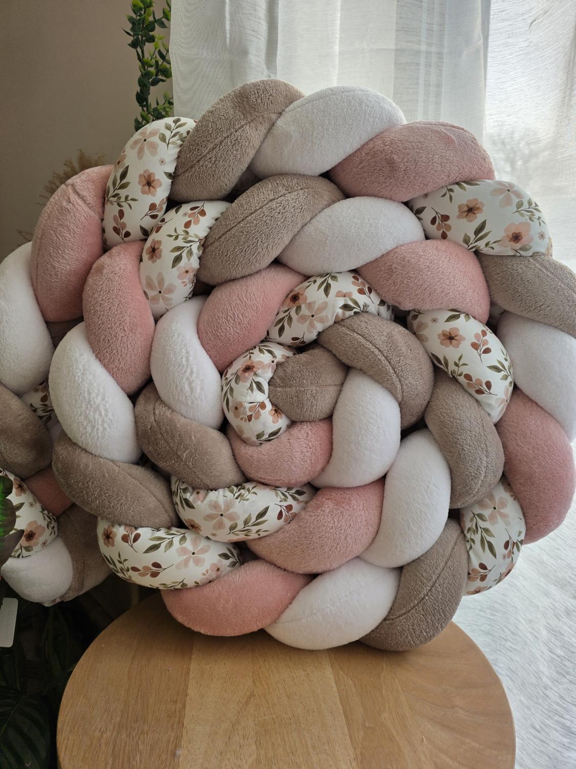 Tresse de lit 4 brins doudou blanc galet poudré et zada 3.6m