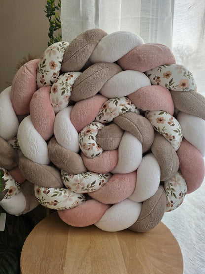 Tresse de lit 4 brins doudou blanc galet poudré et zada 3.6m