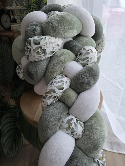 Tresse de lit 4 brins doudou blanc olive jade et luara 2m