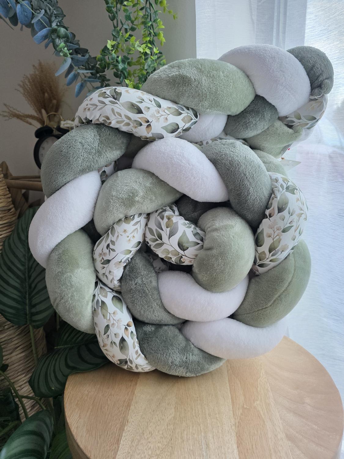 Tresse de lit 4 brins doudou blanc olive jade et luara 2m