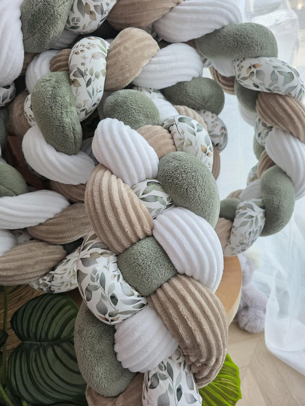 Tresse de lit 4 brins doudou olive cotelé blanc et galet et luara 3.6m