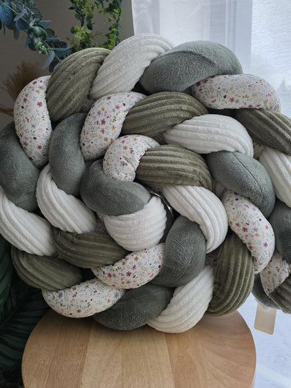 Tresse de lit 4 brins doudou olive cotelé écru et olive et printemps 2.7m