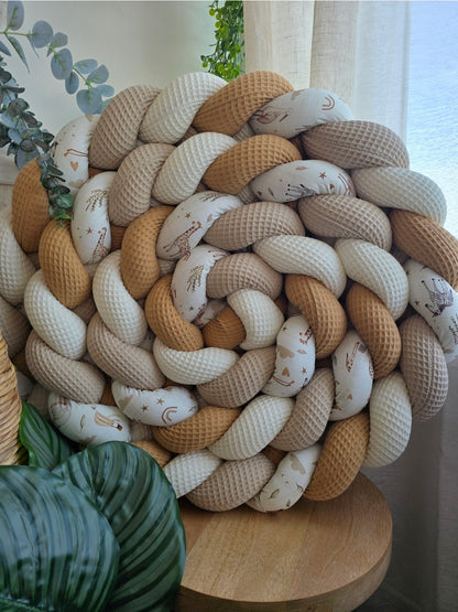 Tresse de lit 4 brins écru beige camel et cigogne 4.6m