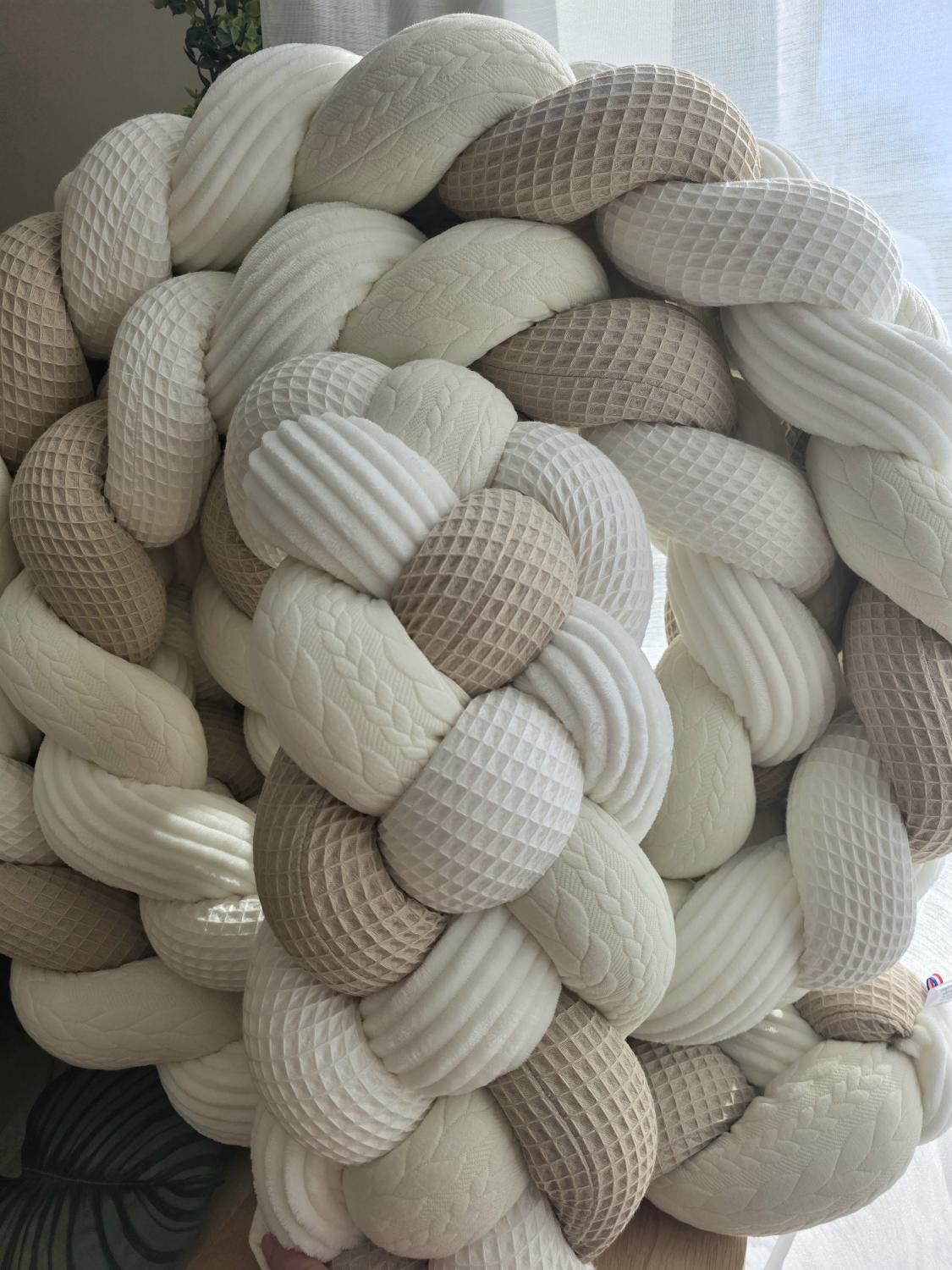 Tresse de lit 4 brins écru beige côtelé écru et tricot écru 4.6M