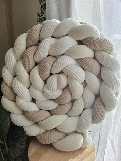 Tresse de lit 4 brins écru beige côtelé écru et tricot écru 4.6M