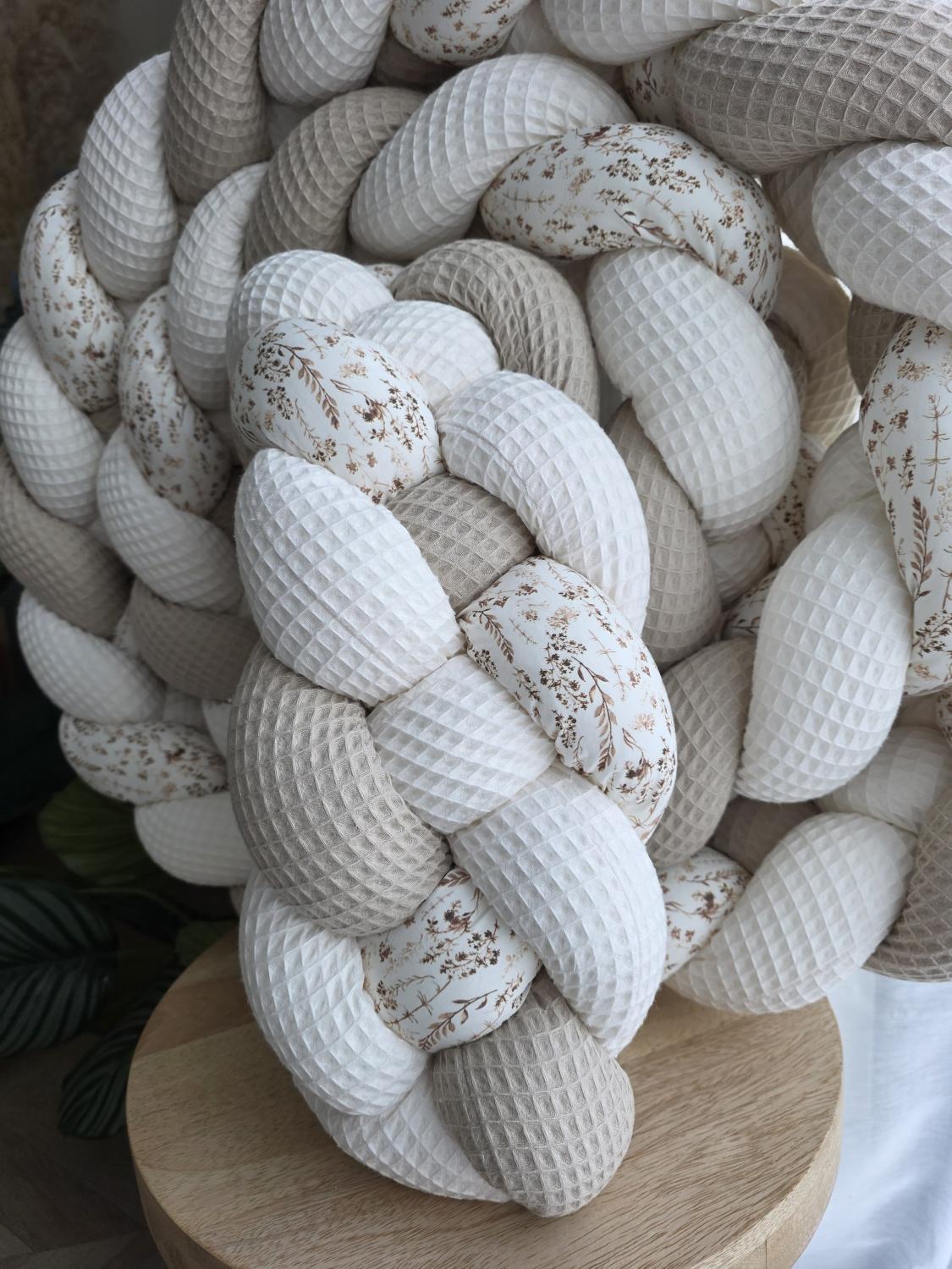 Tresse de lit 4 brins écru beige et fleur des champs 4m