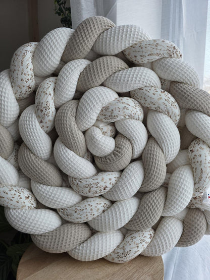 Tresse de lit 4 brins écru beige et fleur des champs 4m