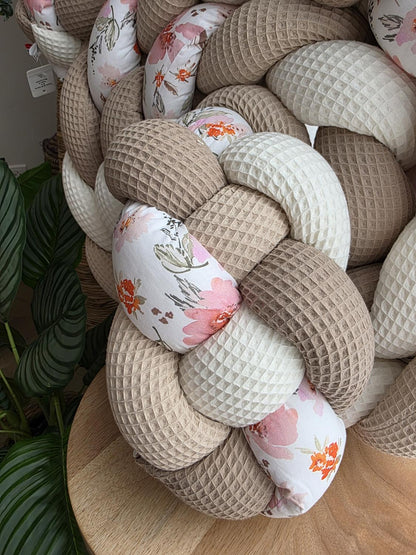 Tresse de lit 4 brins ecru beige et fleurs pastel 4m